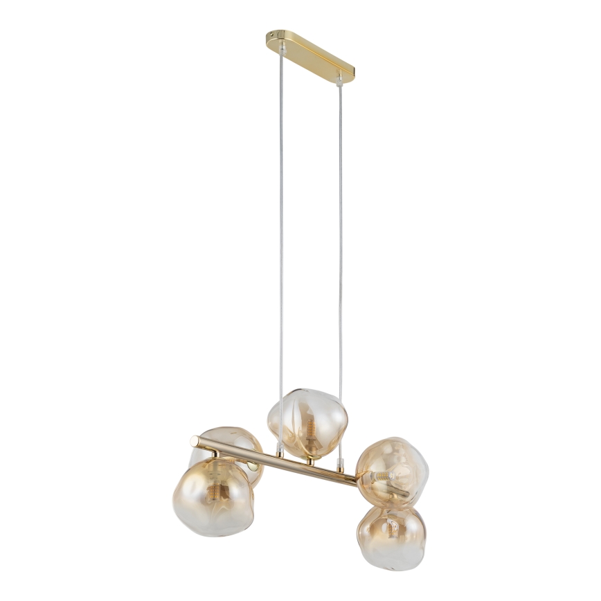 Brilagi - Pendellampa på vajer VULCANO 5xG9/8W/230V guld/rökig beige