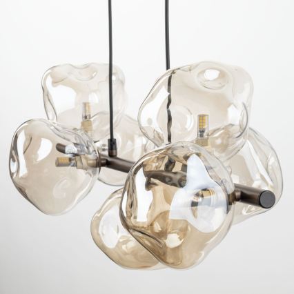 Brilagi - Pendellampa på vajer VULCANO 7xG9/8W/230V brun/rökbeige