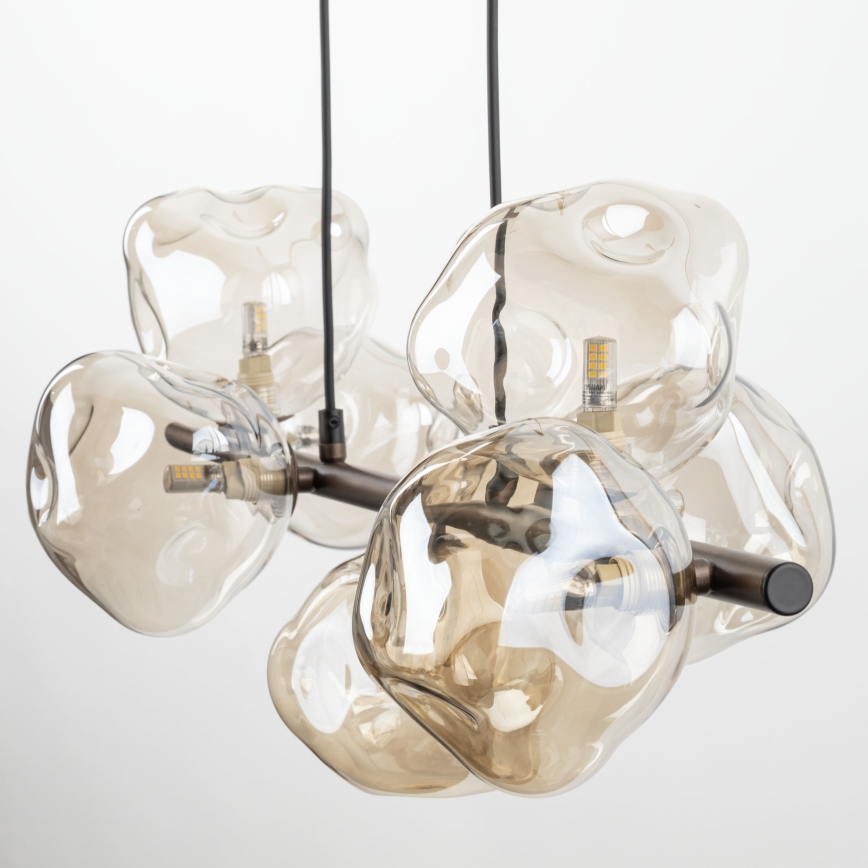 Brilagi - Pendellampa på vajer VULCANO 7xG9/8W/230V brun/rökbeige