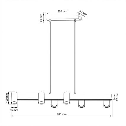 Brilagi - Pendellampa SELE 6xGU10/30W/230V svart/ekdekor