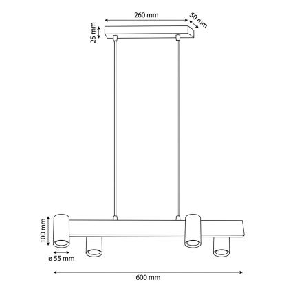 Brilagi - Pendellampa SELE med kabel 4xGU10/30W/230V beige