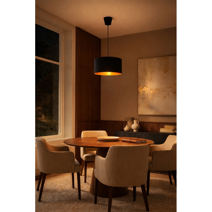 Brilagi - Pendellampa VELVET med kabel 1xE27/60W/230V Ø 40 cm svart/guld