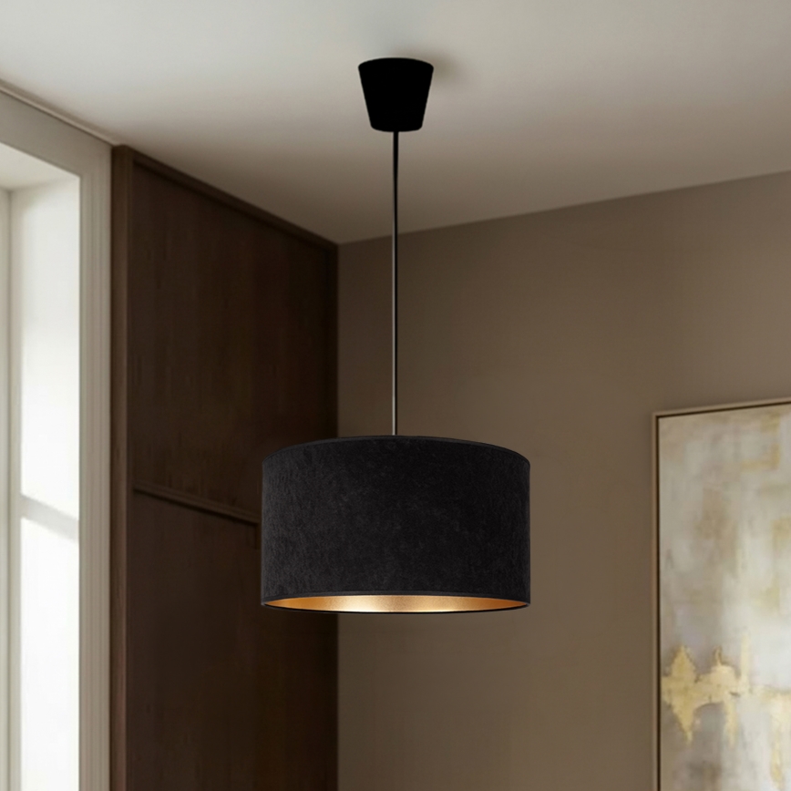 Brilagi - Pendellampa VELVET med kabel 1xE27/60W/230V Ø 40 cm svart/guld