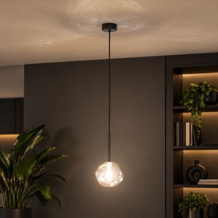 BRILAGI - Pendellampa VULCANO på vajer 1xG9/8W/230V Ø 15 cm svart/rökt svart