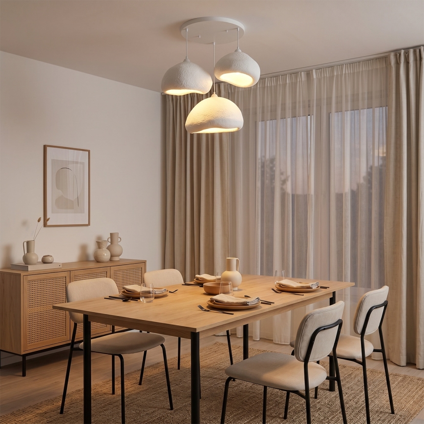 Brilagi - Pendellampa WABI SABI med kabel 3xE27/40W/230V Ø 82 cm vit
