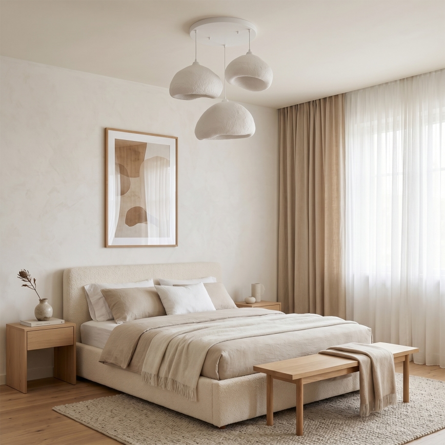Brilagi - Pendellampa WABI SABI med kabel 3xE27/40W/230V Ø 82 cm vit