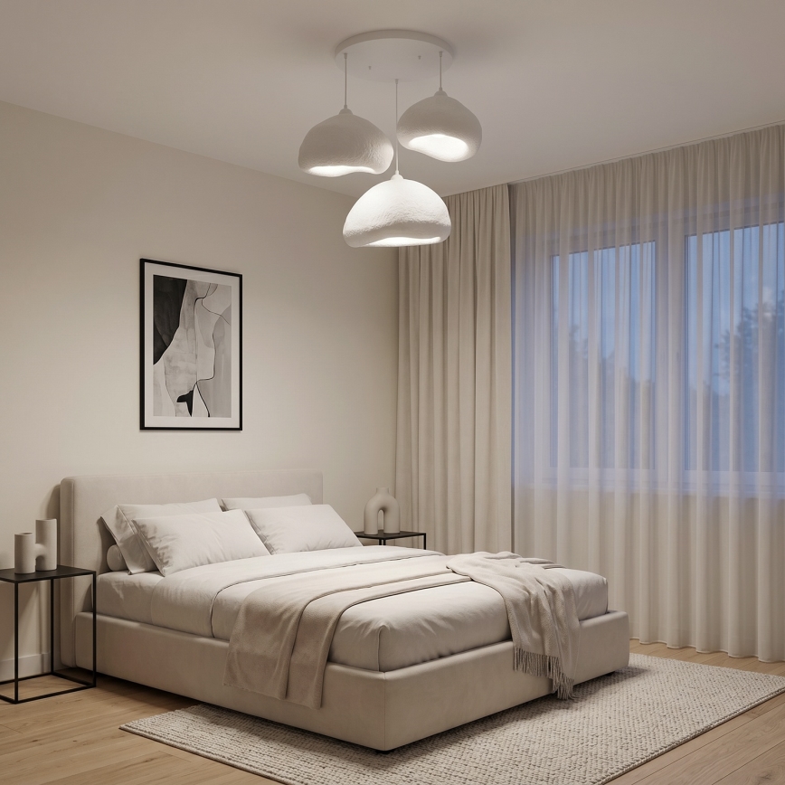 Brilagi - Pendellampa WABI SABI med kabel 3xE27/40W/230V Ø 82 cm vit