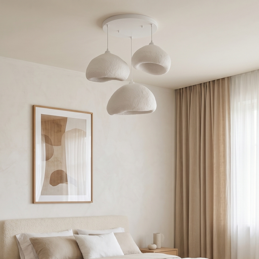 Brilagi - Pendellampa WABI SABI med kabel 3xE27/40W/230V Ø 82 cm vit