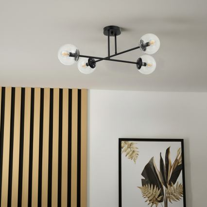 Brilagi - Plafond MALIVA 4xE14/15W/230V svart/klar