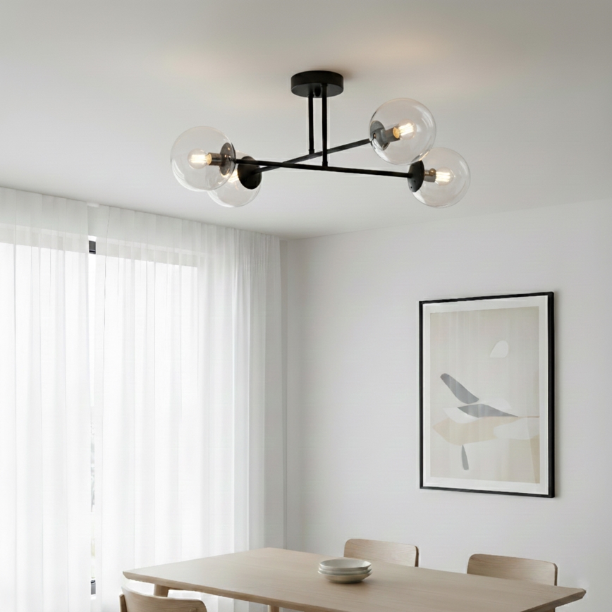 Brilagi - Plafond MALIVA 4xE14/15W/230V svart/klar