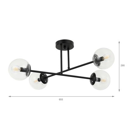 Brilagi - Plafond MALIVA 4xE14/15W/230V svart/klar