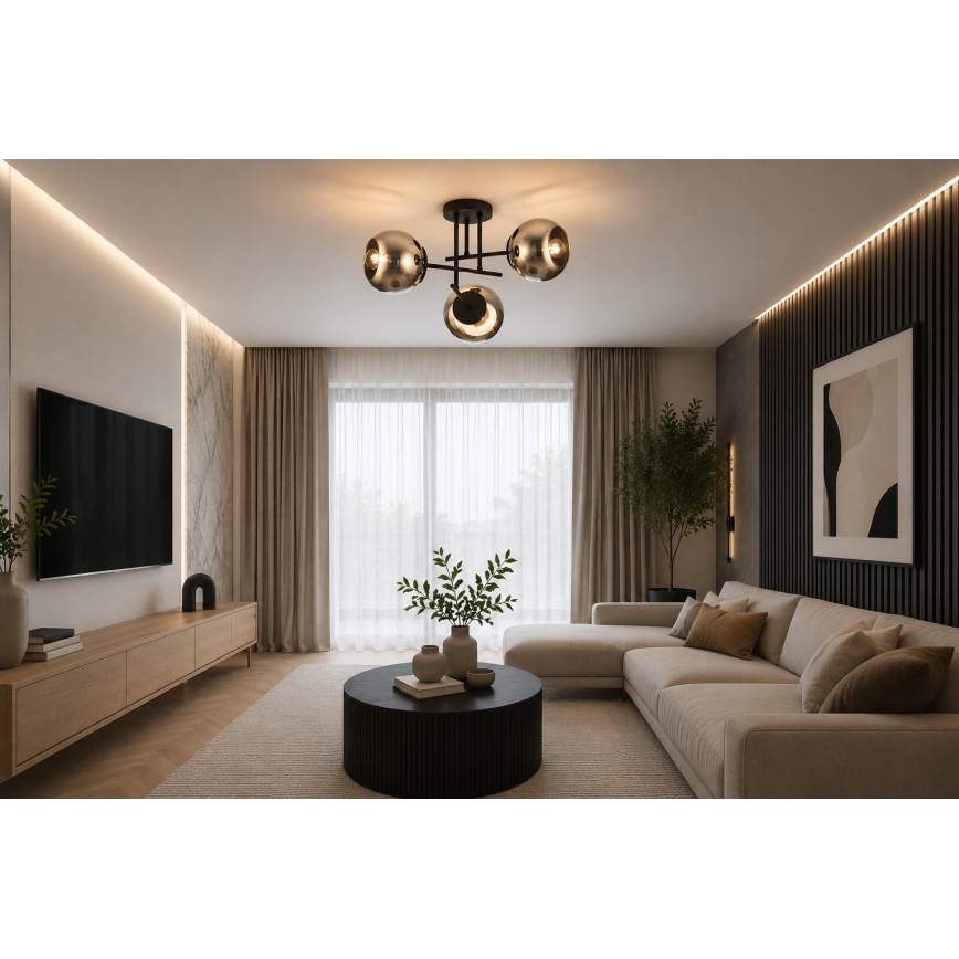 BRILAGI - Plafondlampa DIOR 3xE27/60W/230V svart/rökgrå