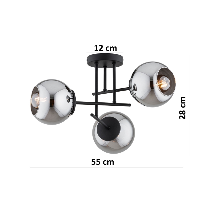 BRILAGI - Plafondlampa DIOR 3xE27/60W/230V svart/rökgrå