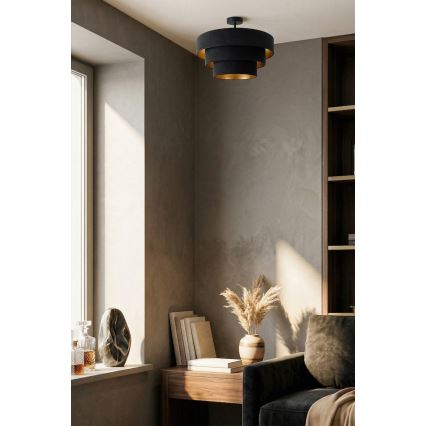 Brilagi - Plafondlampa LUNETA 1x E27/60W/230V Ø 40 cm svart/guld