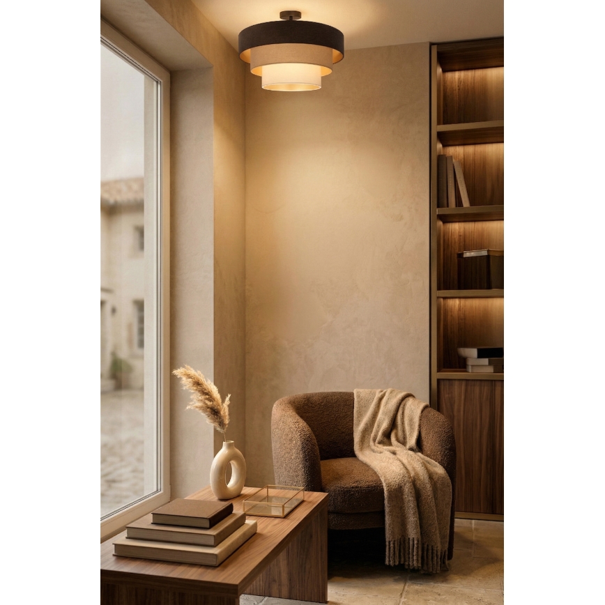 Brilagi - Plafondlampa LUNETA 1xE27/60W/230V Ø 40 cm brun/beige/krämfärgad