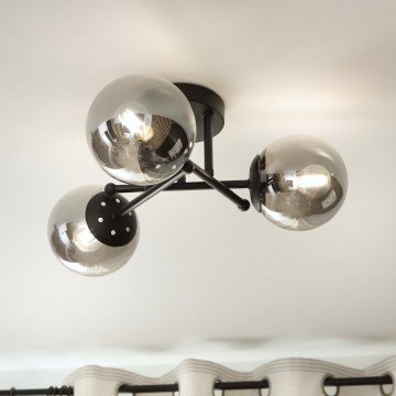 Brilagi - Plafondlampa MALIVA 3xE14/15W/230V svart/rökfärgad
