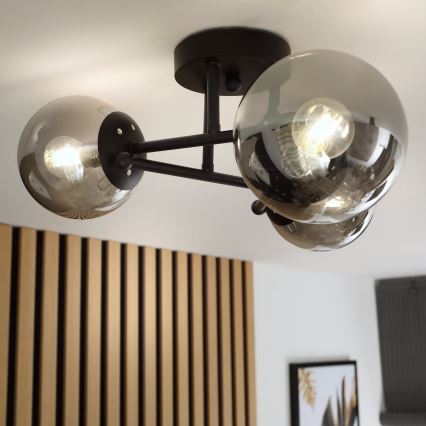 Brilagi - Plafondlampa MALIVA 3xE14/15W/230V svart/rökfärgad