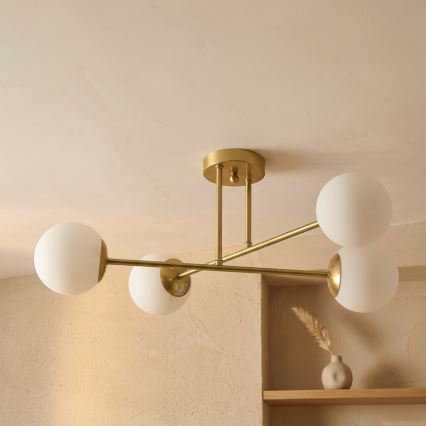 Brilagi - Plafondlampa MALIVA 4xE14/15W/230V guld/vit