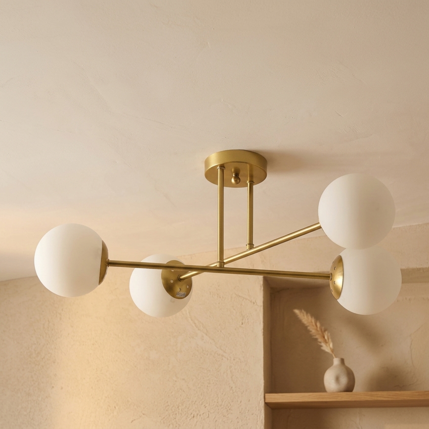 Brilagi - Plafondlampa MALIVA 4xE14/15W/230V guld/vit