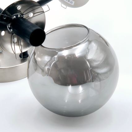 Brilagi - Plafondlampa MALIVA 6xE14/15W/230V matt krom/rökfärgad