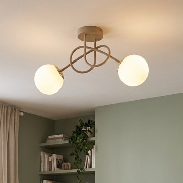 Brilagi - Plafondlampa MILO ECRU 2xE27/60W/230V beige/guld