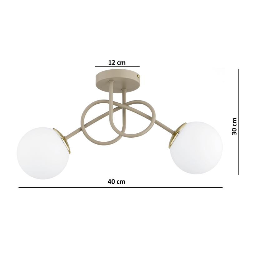 Brilagi - Plafondlampa MILO ECRU 2xE27/60W/230V beige/guld