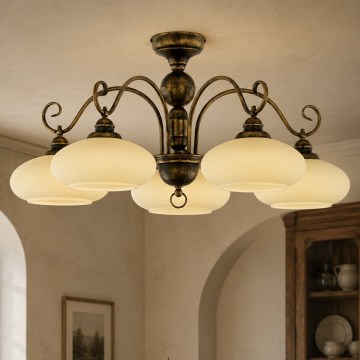 BRILAGI - Plafondlampa MOLLERO 5xE27/15W/230V Ø 84 cm brons/patina