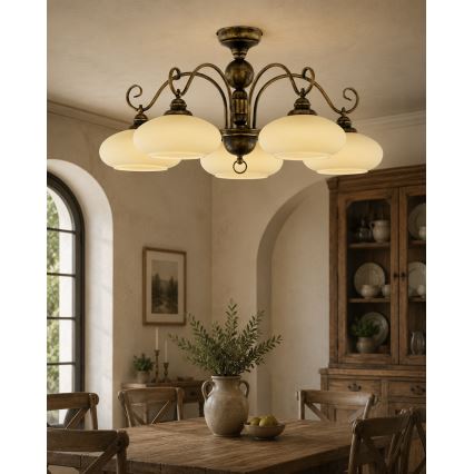 BRILAGI - Plafondlampa MOLLERO 5xE27/15W/230V Ø 84 cm brons/patina