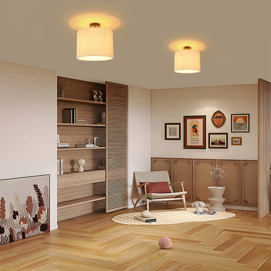 Brilagi - Plafondlampa NORDIC WAVE 1xE27/15W/230V Ø 32 cm linne/svart