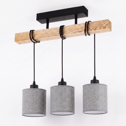 BRILAGI - Plafondlampa NUBILA 3xE27/60W/230V, furu/grå