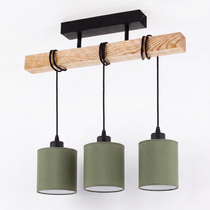 BRILAGI - Plafondlampa NUBILA 3xE27/60W/230V furu/grön