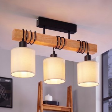 BRILAGI - Plafondlampa NUBILA 3xE27/60W/230V furu/krämvit