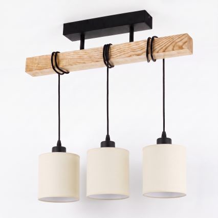 BRILAGI - Plafondlampa NUBILA 3xE27/60W/230V furu/krämvit