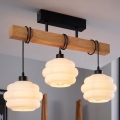 BRILAGI - Plafondlampa WOOD GLASS 3xE27/60W/230V furu/svart/vit