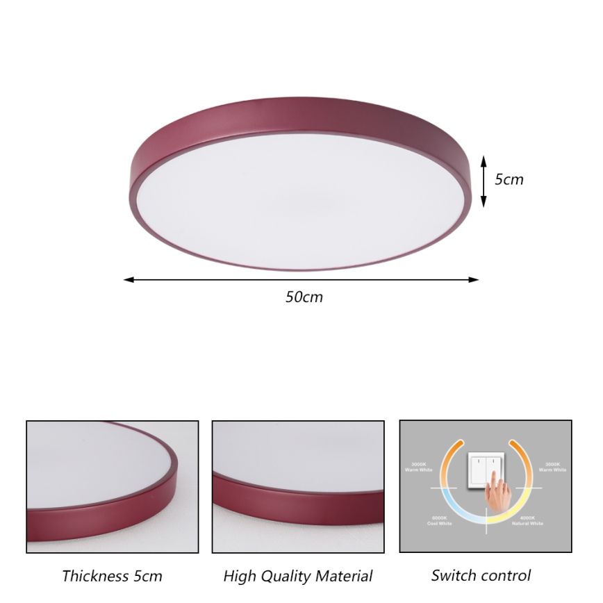 Brilagi - LED-takarmatur POOL LED/60W/230V 3000/4000/6000K Ø 50 cm bordeaux