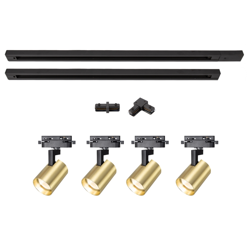Brilagi - Punktbelysning för skensystem HUSKY 4xGU10/10W/230V svart/guld