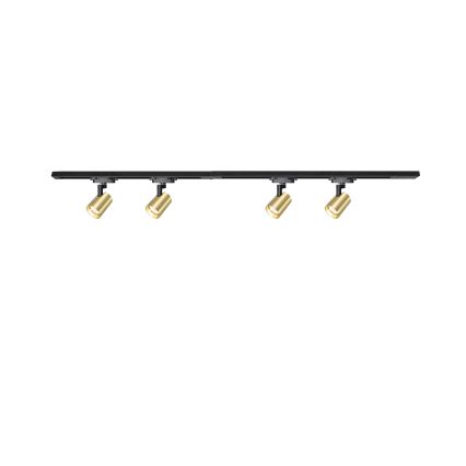 Brilagi - Punktbelysning för skensystem HUSKY 4xGU10/10W/230V svart/guld