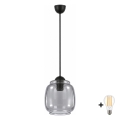 BRILAGI - RETRO GLASS LED-pendel på sladd, 1x E27/60W/230V, Ø 26 cm, svart/rökgrå