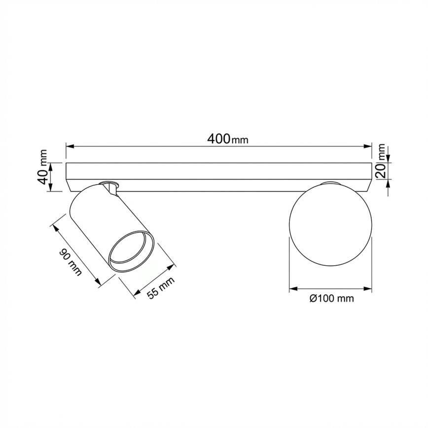 Brilagi - Riktbar spotlampa SELE BALL 1xGU10/30W/230V + 1xG9/10W svart