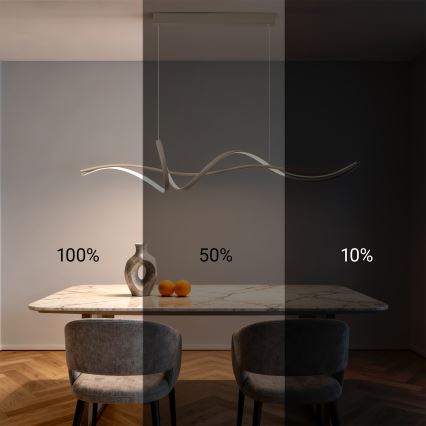 Brilagi - Dimmbar pendellampa på vajer SIGNATURE LED/55W/230V 3000-6000K 120x23 cm beige + fjärrkontroll