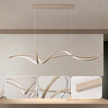 Brilagi - Dimmbar pendellampa på vajer SIGNATURE LED/55W/230V 3000-6000K 120x23 cm beige + fjärrkontroll