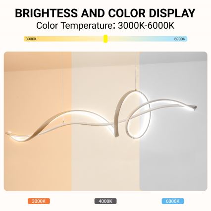 Brilagi - Dimmbar pendellampa på vajer SIGNATURE LED/55W/230V 3000-6000K 120x23 cm beige + fjärrkontroll
