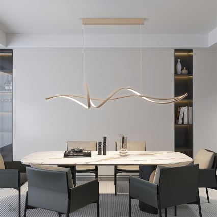 Brilagi - Dimmbar pendellampa på vajer SIGNATURE LED/55W/230V 3000-6000K 120x23 cm beige + fjärrkontroll