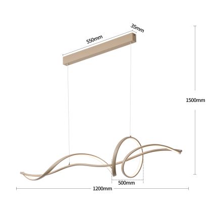 Brilagi - Dimmbar pendellampa på vajer SIGNATURE LED/55W/230V 3000-6000K 120x23 cm beige + fjärrkontroll