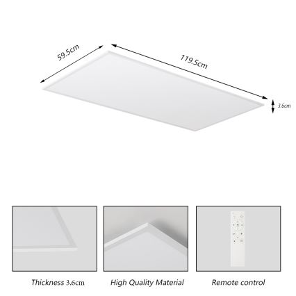 Brilagi - Dimbar LED-takarmatur SLIMFRAME LED/80W/230V 120x60 cm 3000-6000K vit + fjärrkontroll