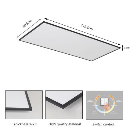 Brilagi - LED-takarmatur SLIMFRAME LED/80W/230V 120x60 cm 3000/4000/6000K svart