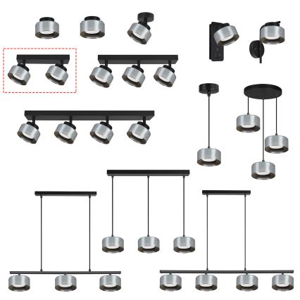 Brilagi - Spotarmatur AURA LUX 2xGX53/30W/230V svart/rökfärgad