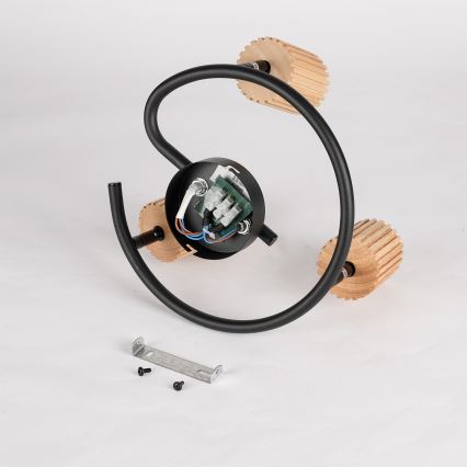 Brilagi - Spotarmatur MODERN WOOD 3xGU10/8W/230V trä/svart