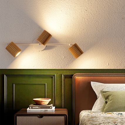 Brilagi - Spotarmatur MODERN WOOD 3xGU10/8W/230V trä/vit