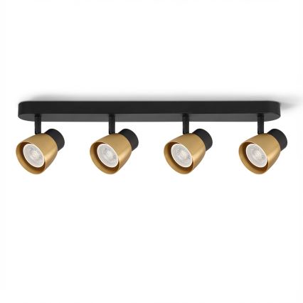 Brilagi - Spotarmatur NUGGET 4xGU10/30W/230V svart/guld